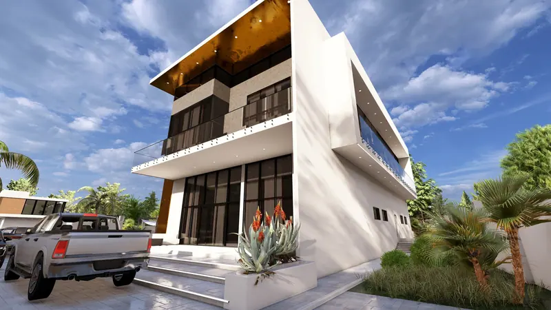 3D concept render of a modern residence