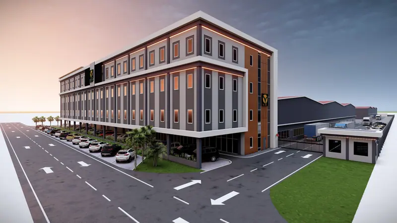 East Bank Commercial Building & Warehouses — 3D view